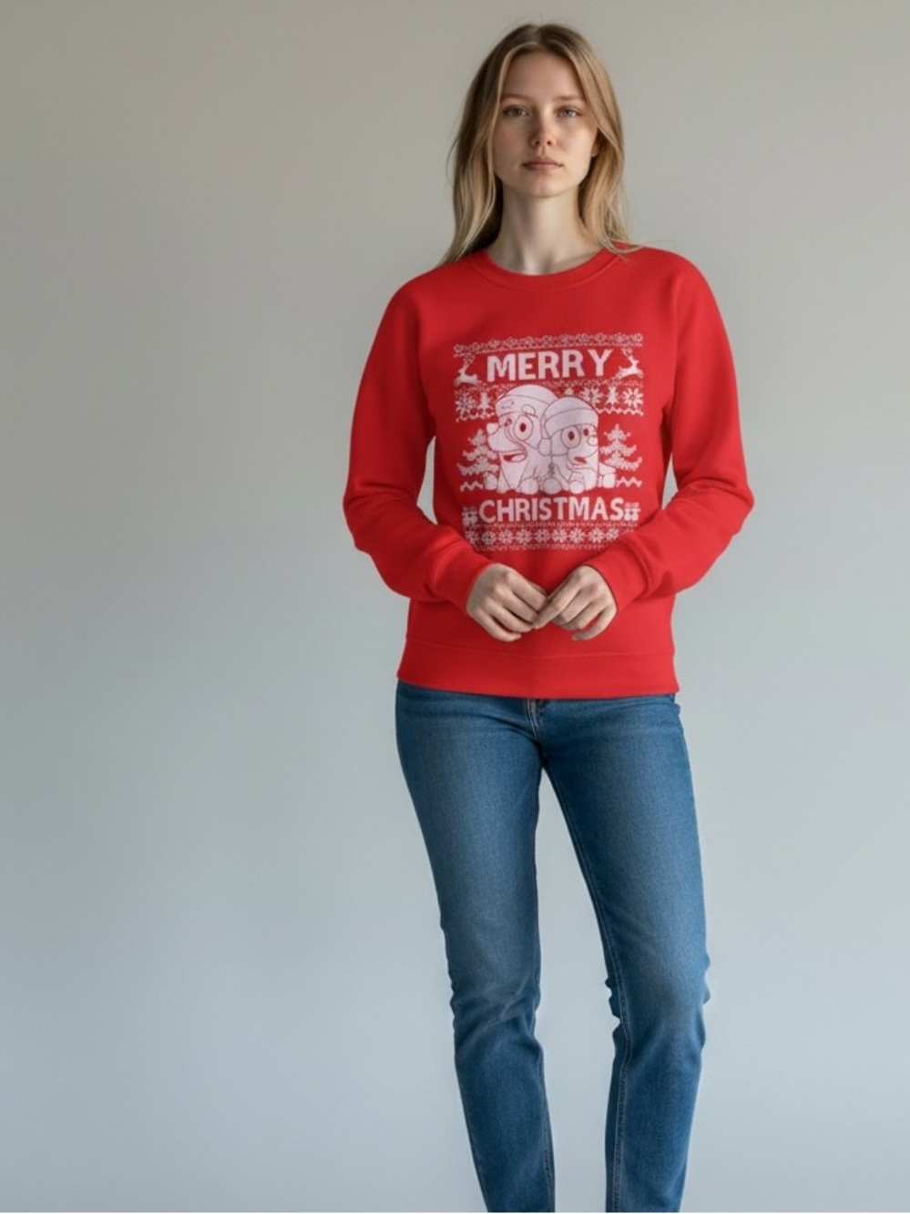 Custom Made Red Adult Bluey Christmas Sweater